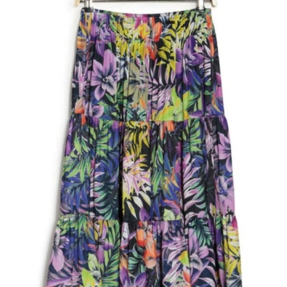 Elie Tahari Purple Pink Tiered Maxi Skirt
